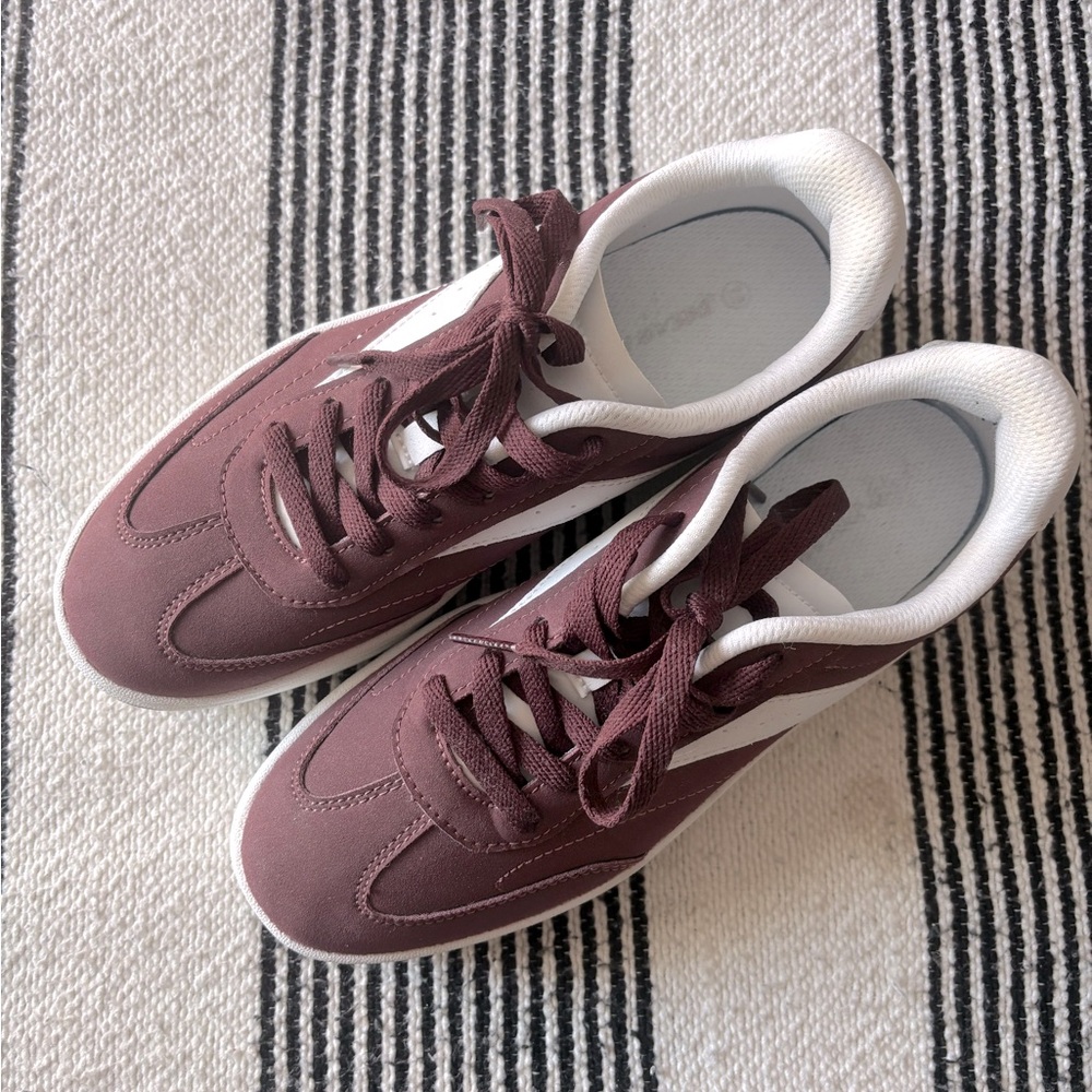 Burgundy Platform Sneakers